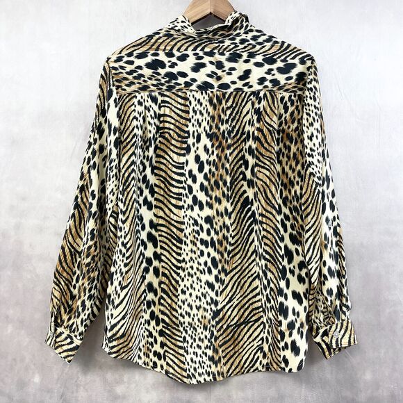 Jordan Animal Print Blouse Womens‎ Medium Mobwife Retro Safari Classic Roll Tab - Picture 4 of 8